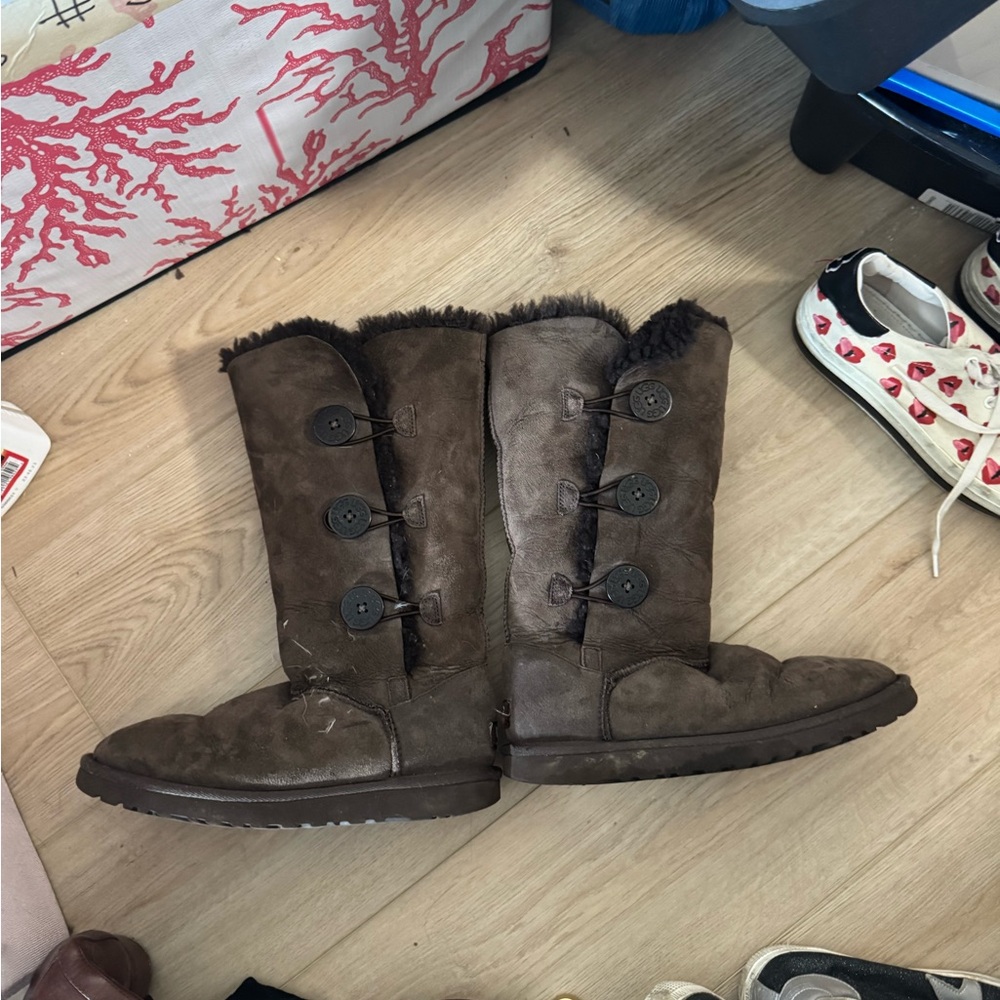 UGG Dark Brown Button-Up Winter Boots